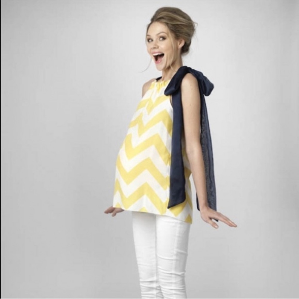 Madderson London Charlotte Maternity Blouse Yellow and White Size Small
